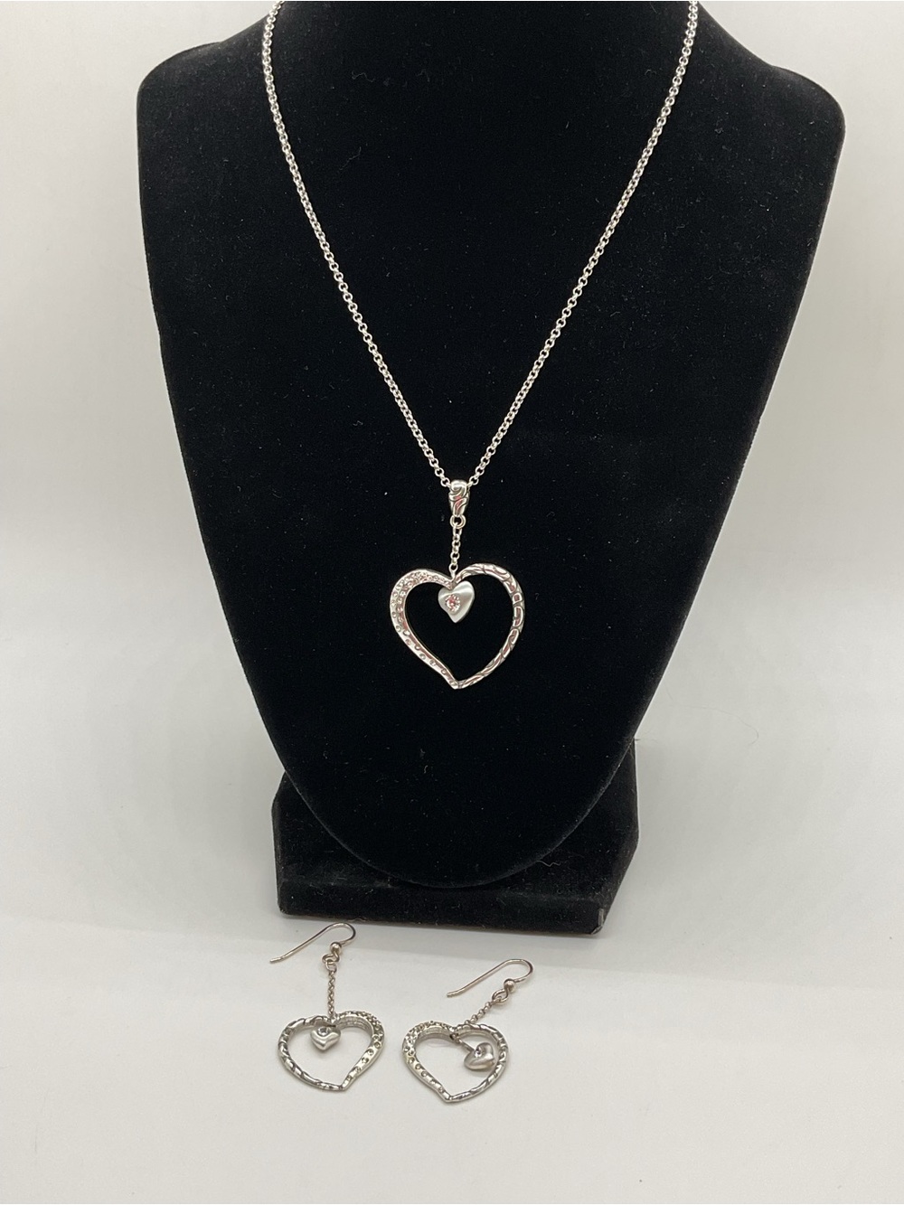 Brighton Glitter Heart Pendant Necklace and Earrings Set